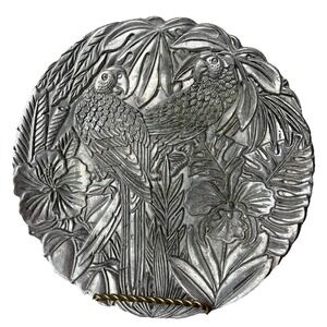 Vintage 1992 Leeber LTD. Elegance Embossed Parrots, Tropical Decorative Plate